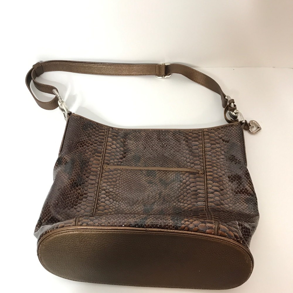 Brighton Purse Leather Reptile Print Brown Silver